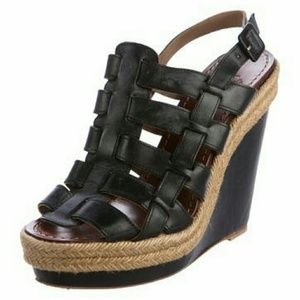 Auth Christian Louboutin Barcelona Leather Wedges
